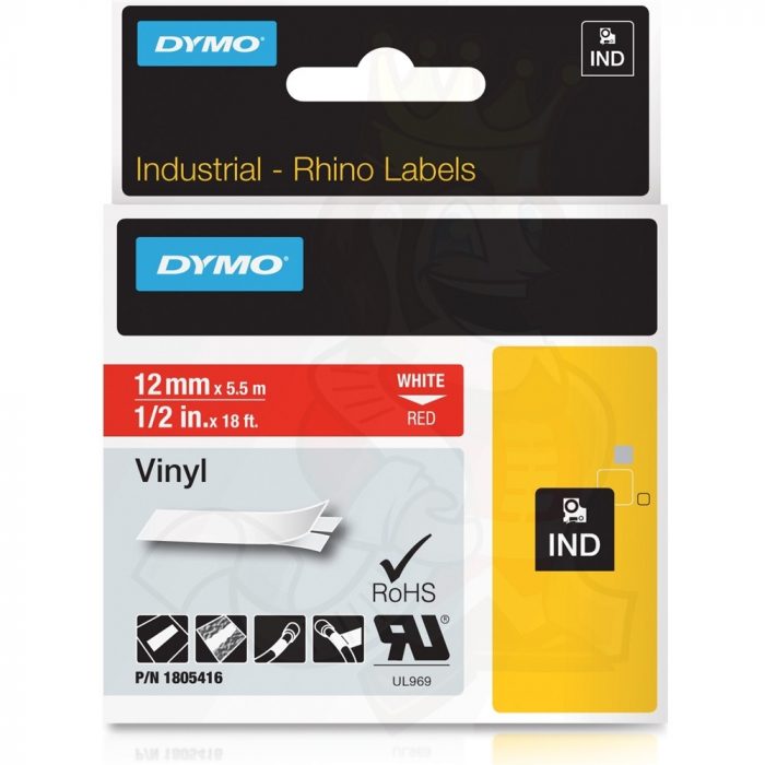 Dymo RhinoPRO Perm Vinyl Black/Red 12mm