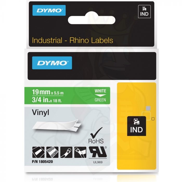 Dymo RhinoPRO Perm Vinyl Black/Green 19mm