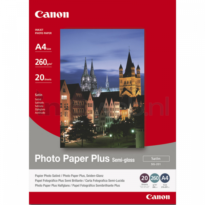 Canon Photo Paper Plus SG-201 - Half glanzend fotopapier - A4 (210 x 297 mm) - 260 g/m2 - 20 vel