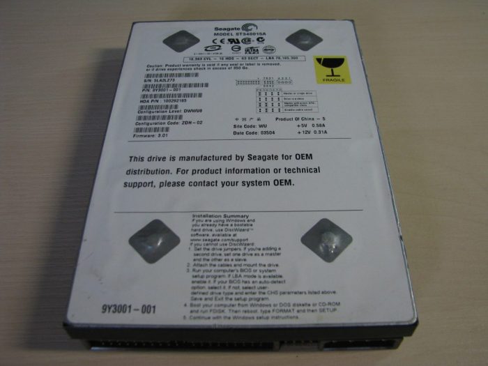 Seagate Barracuda ST340015A 40GB | Gebruikt | IDE | 5400 RPM