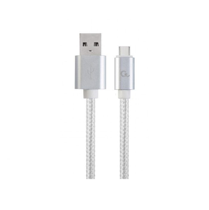 Gembird USB-C kabel | katoen | 1.8 meter | zilver, Blister