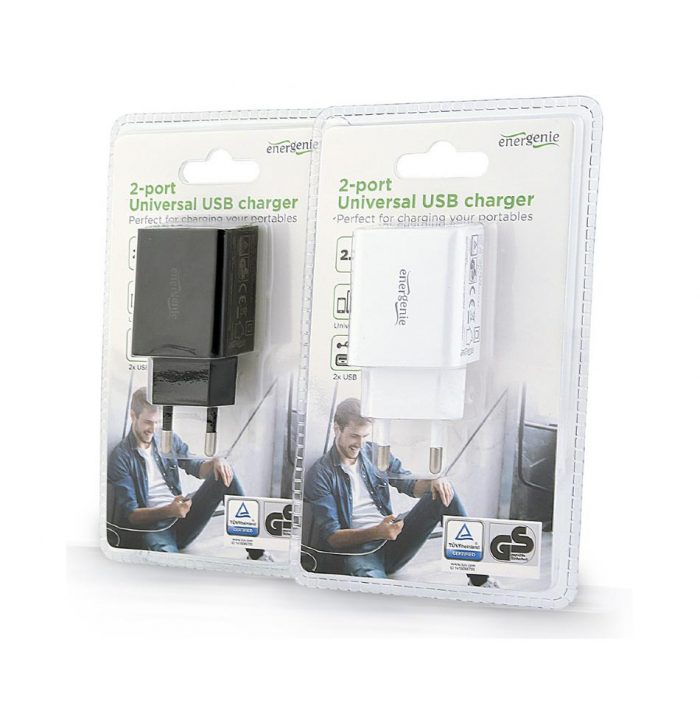 Energenie Universele USB lader | 2X USB 2.1A | Wit & Zwart
