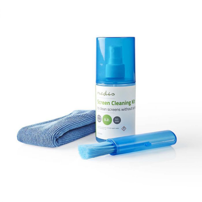 Nedis Schermreinigingsset | 200ML Scherm Cleaner | Bortsel | Micro Fiber Doek