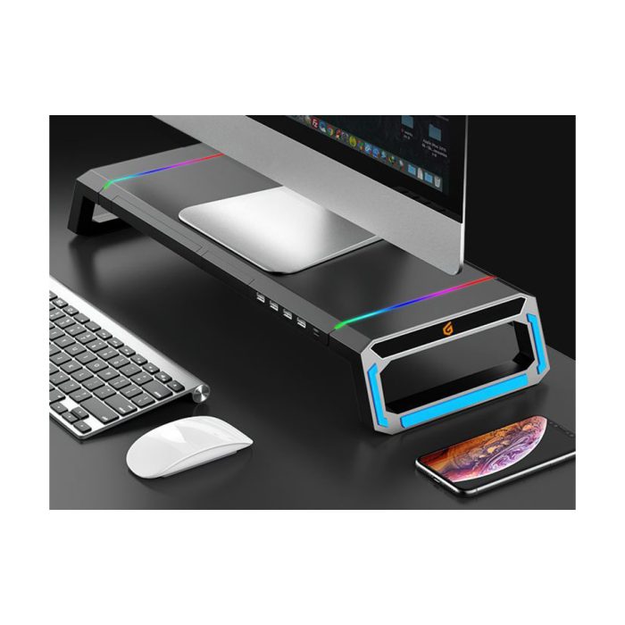 Conceptronic THORNE01B | RGB Gaming Monitorstandaard | USB Hub | Zwart - Afbeelding 3