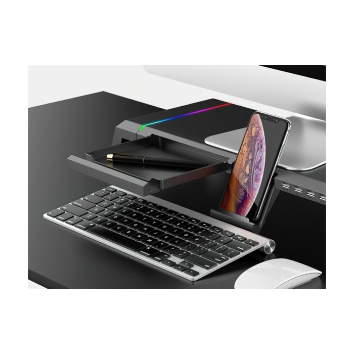 Conceptronic THORNE01B | RGB Gaming Monitorstandaard | USB Hub | Zwart - Afbeelding 4