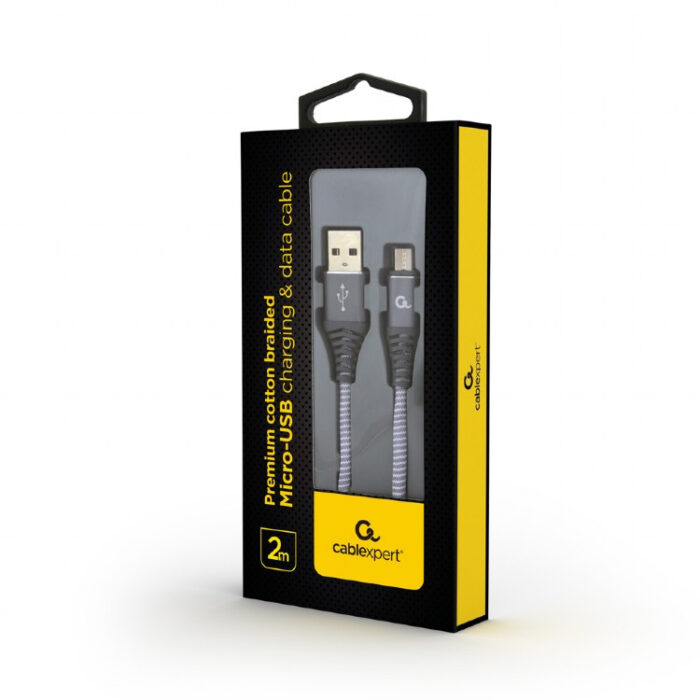Cablexpert | Premium Micro-USB Laad- & Datakabel | Katoen | 2M | Spacegrey - Afbeelding 2