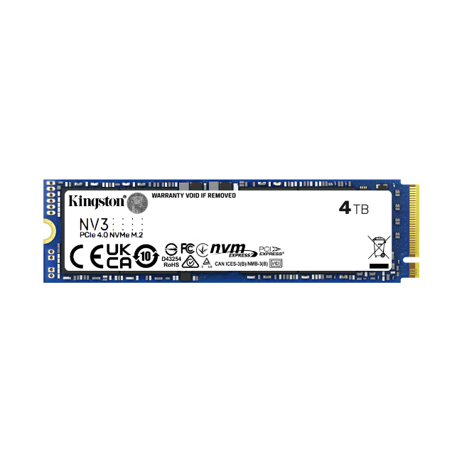 Kingston NV3 | 4TB M.2 NVMe | 6000MB/s Lezen | 5000MB/s Schrijven