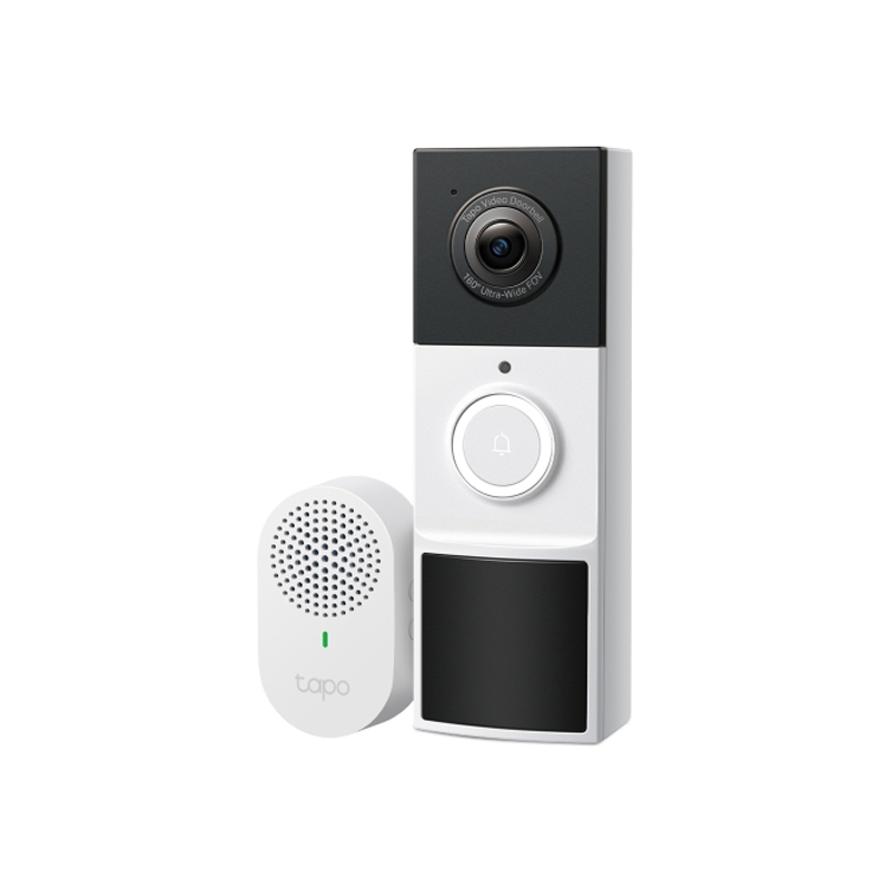 TP-Link Tapo D210 Videodeurbel | Wi-Fi | 2K 3MP | Waterbestendig | Nachtzicht | 160° | Batterij | Wit/Zwart