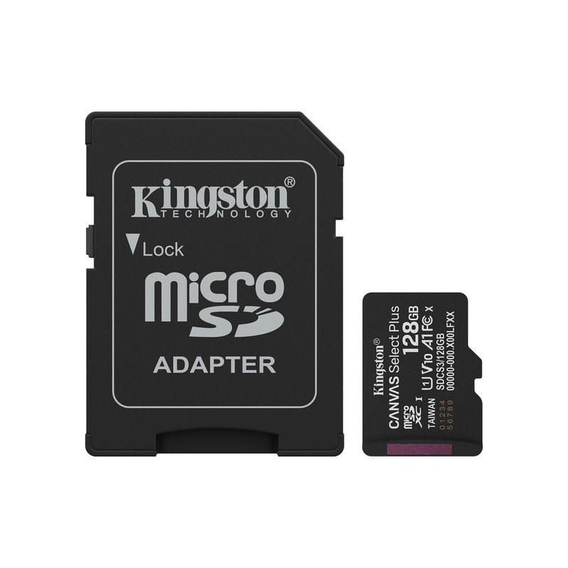 Kingston | 128GB microSDXC Canvas Select Plus Gen3 150MB/s A1 kaart + adapter