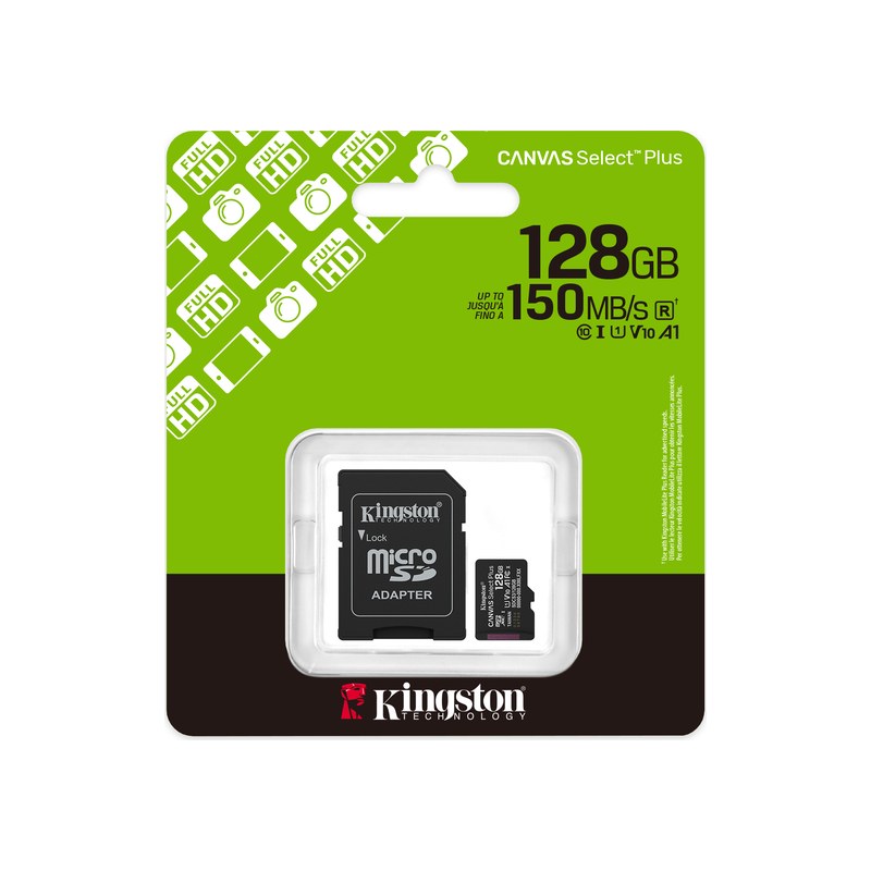 Kingston | 128GB microSDXC Canvas Select Plus Gen3 150MB/s A1 kaart + adapter - Afbeelding 5