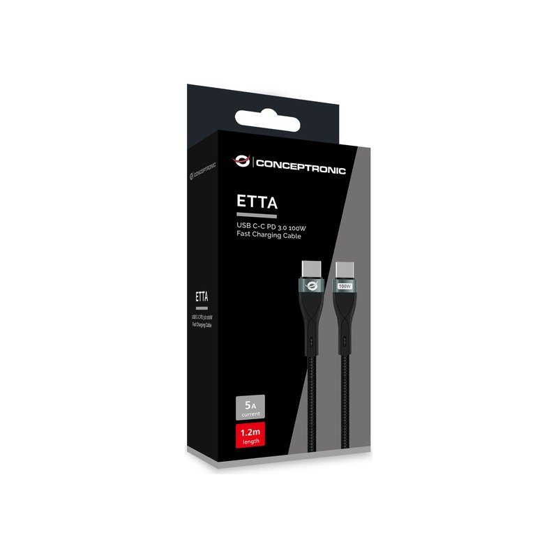 Conceptronic ETTA | USB-C naar USB-C | PD 3.0 100W | 120cm | Zwart - Afbeelding 4